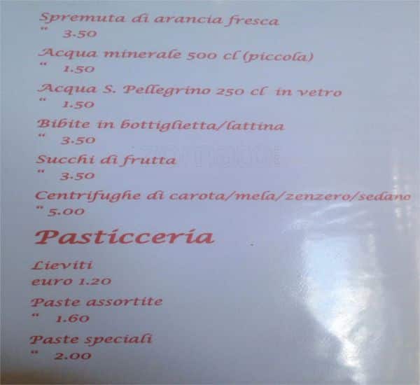 Menu de Enoteca Bar Carrera