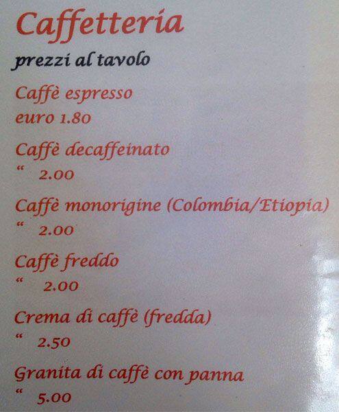 Menu de Enoteca Bar Carrera