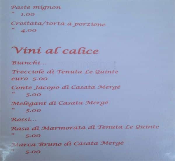 Menu de Enoteca Bar Carrera