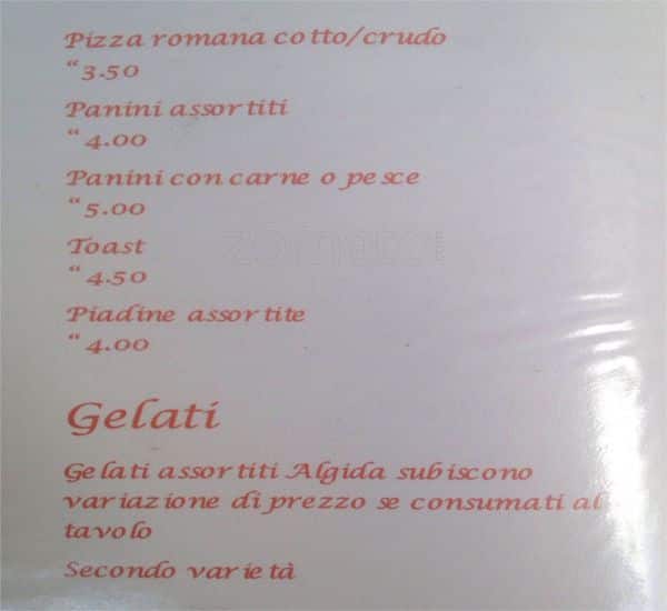 Menu de Enoteca Bar Carrera