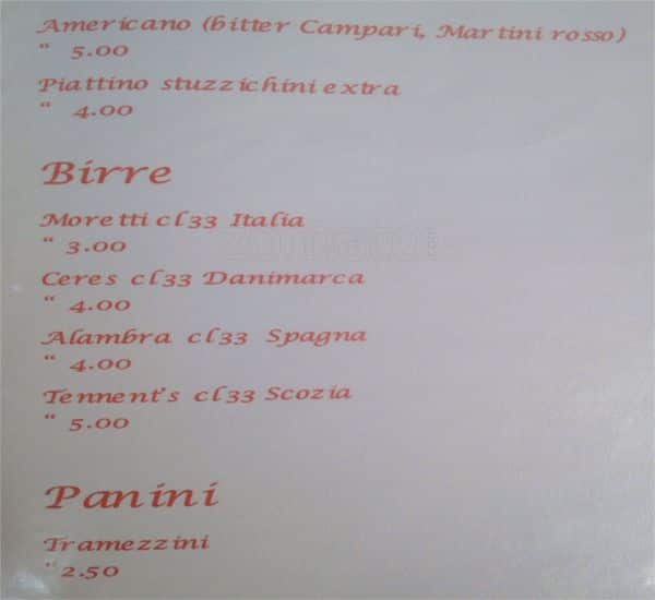 Menu de Enoteca Bar Carrera