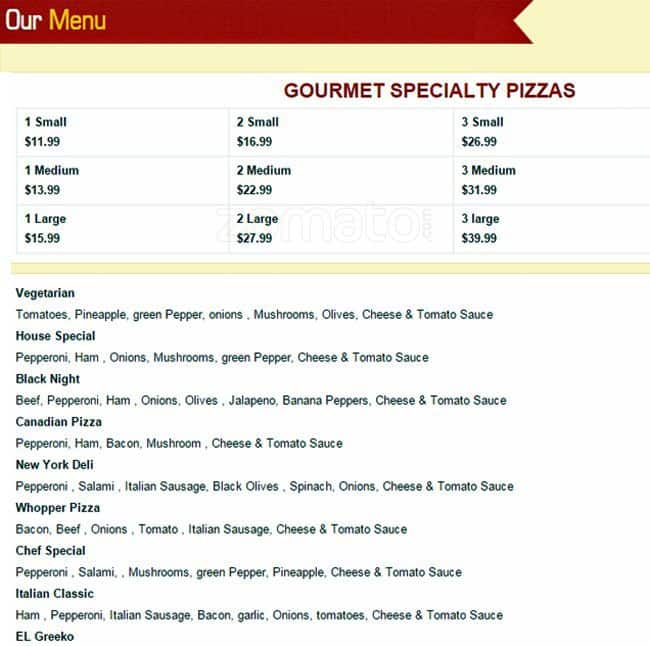 Pizza Factory Menu, Menu for Pizza Factory, Port Coquitlam, Metro