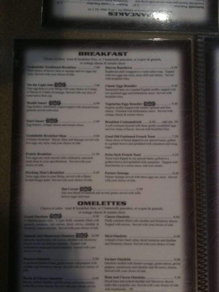 Grainfields Pancake and Waffle House Menu Urbanspoon/Zomato