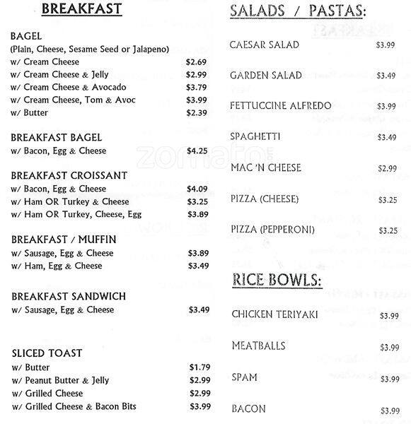 Menu at Yumi Deli, Daly City