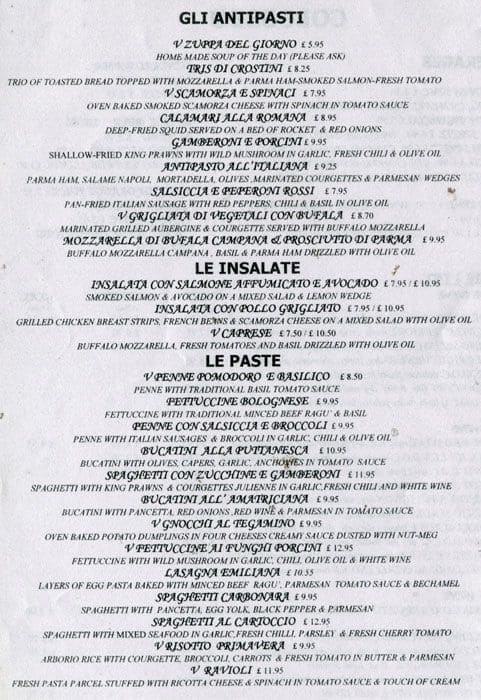 Colosseo Restaurant menu