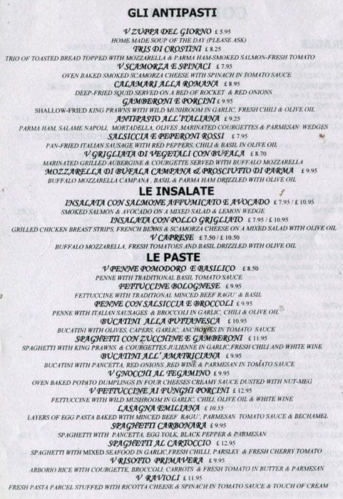 Colosseo Restaurant Menu Menu Para Colosseo Restaurant Westminster London