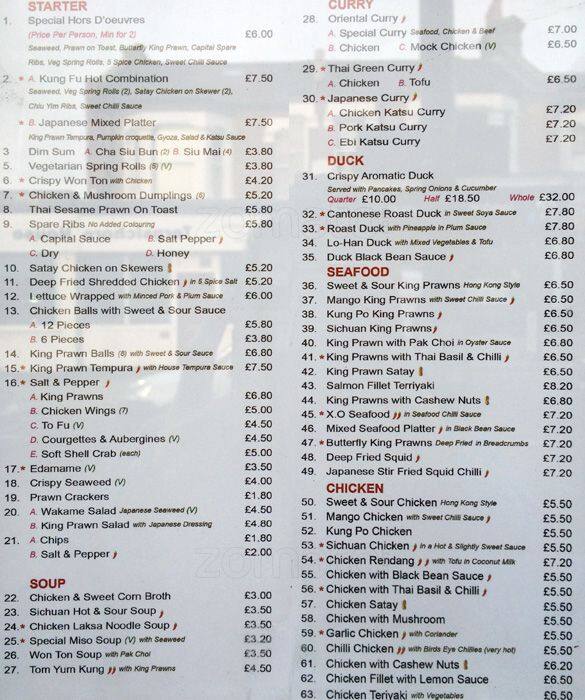 The Kung Fu Menu, Menu for The Kung Fu, Wimbledon, London - Zomato UK