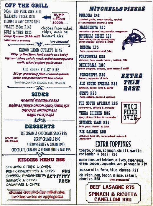 Mitchell's Scottish Ale House Menu Zomato SA
