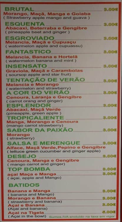 Fixe Mix menu