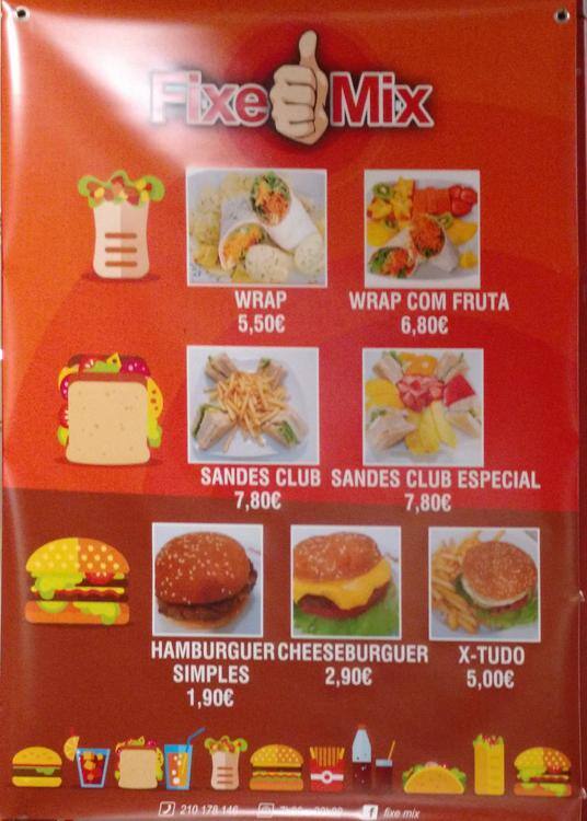Fixe Mix menu