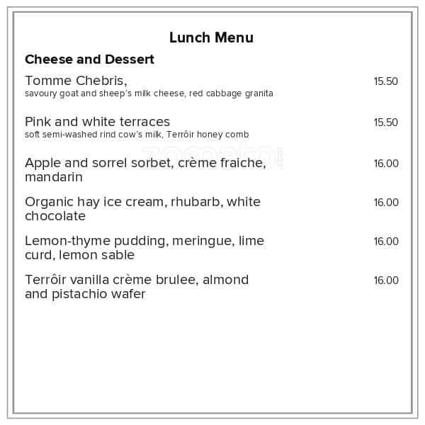 Menu at Terroir Restaurant at Craggy Range, New Zealand
