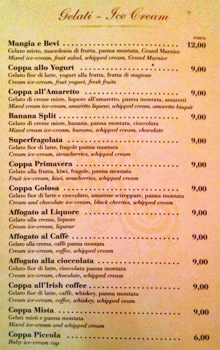 Menu de Bar Rivoli