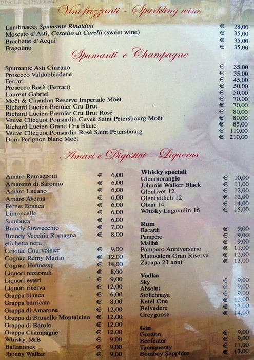 Menu di Vacanze Romane 