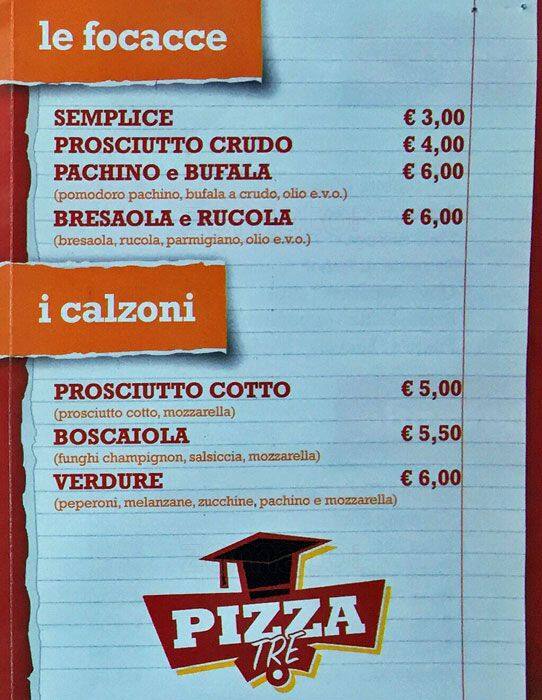 Menu di Pizza Tre 