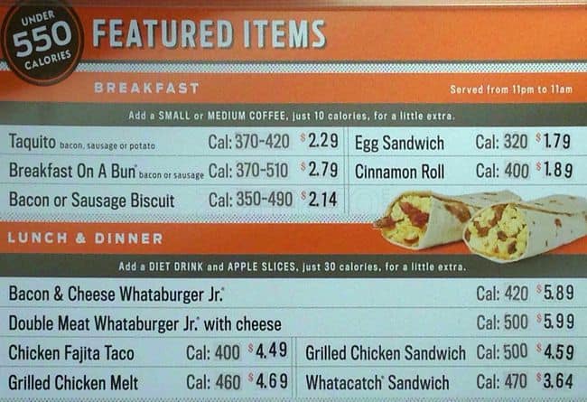 Menu at Whataburger fast food, Dallas, N Airfield Dr