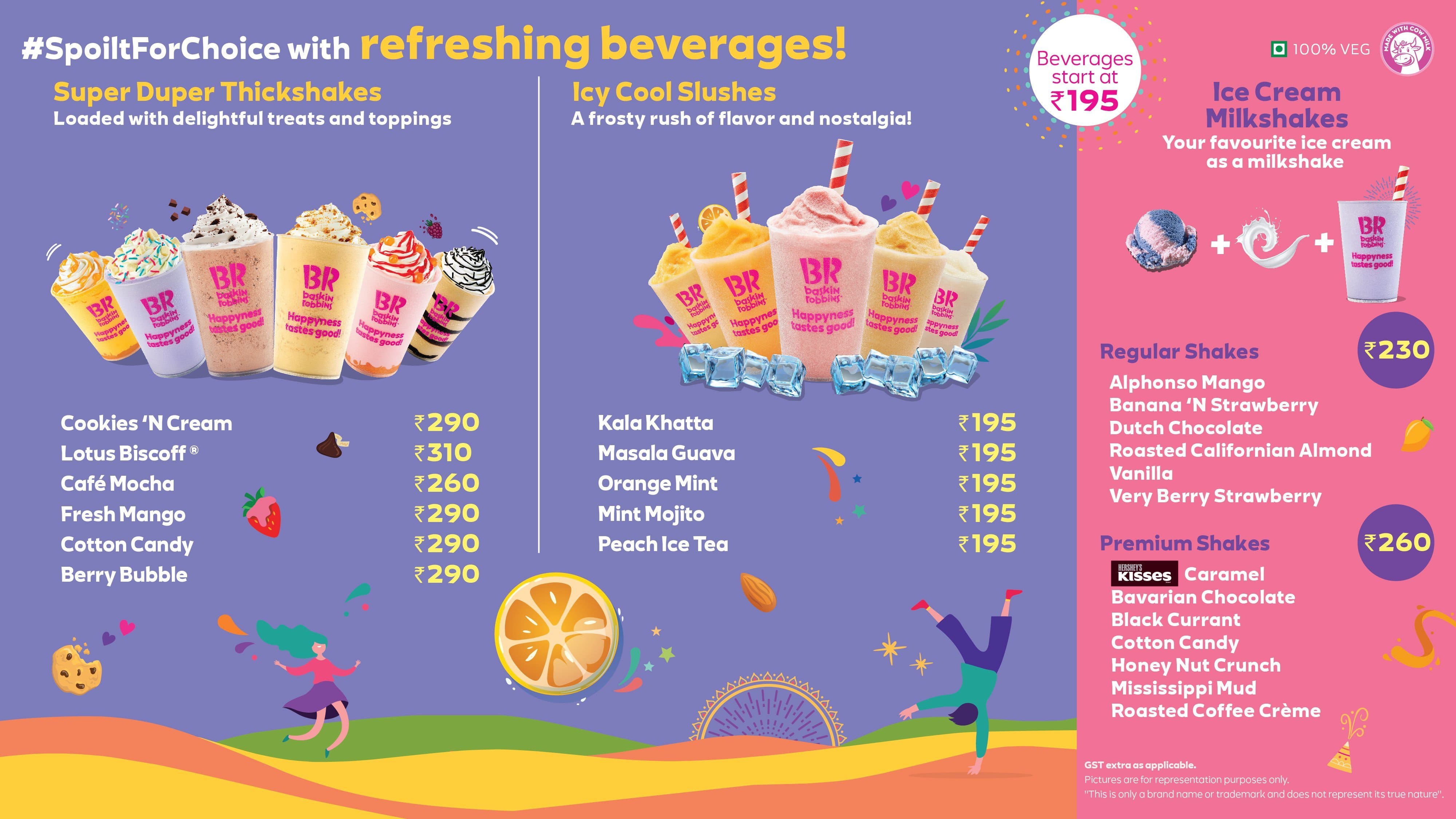 Menu of Baskin Robbins Happyness Shakes, Southern Avenue, Kolkata