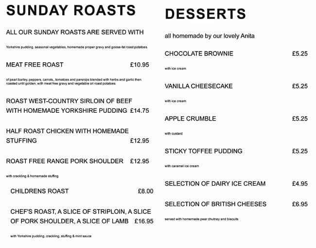 Menu at The Alexandra pub & bar, London, 33 Wimbledon Hill Rd