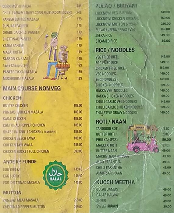 Dhabba Express menu