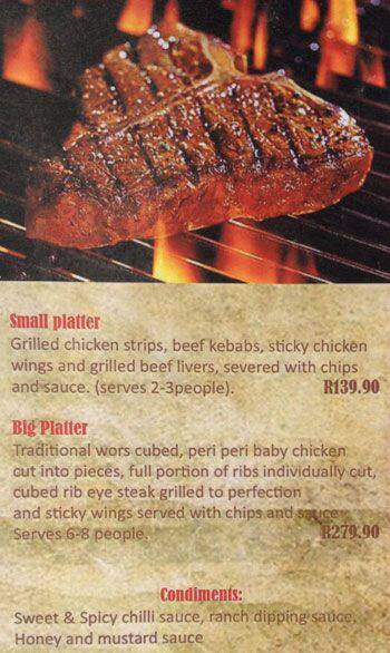 Setebe's Lounge menu