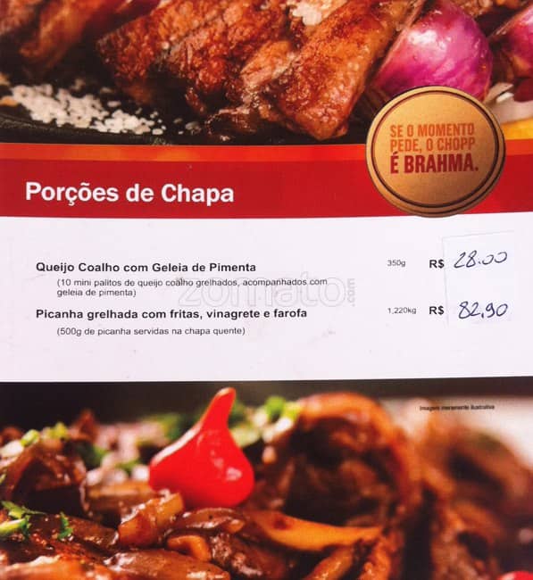 Quiosque chopp brahma cardápio