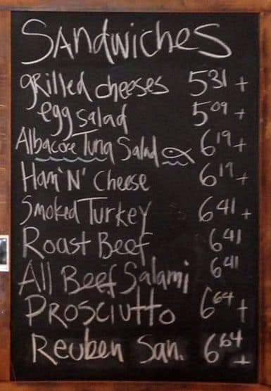Menu at The Cannonball cafe, Toronto, 641 Queen St E