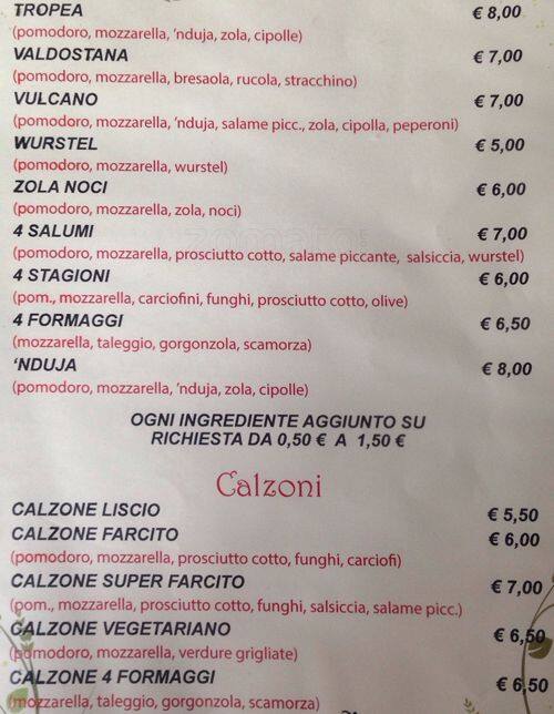 Menu di La Coccinella 