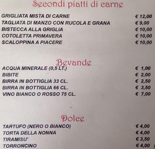 Menu di La Coccinella 