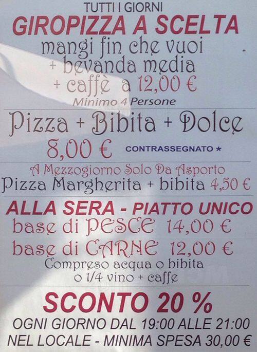Menu di La Coccinella 