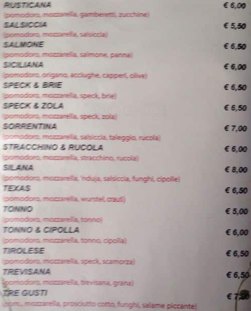 Menu di La Coccinella 