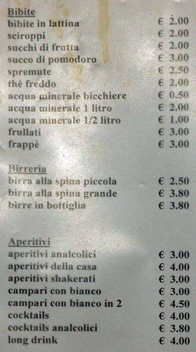 Menu di Bar Santambrogio 