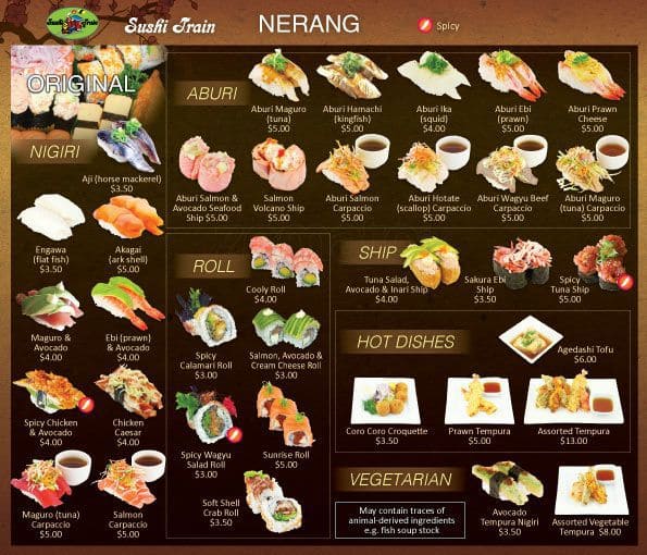 Menu at Sushi Train restaurant, Benowa, Cnr Benowa Rd & Ashmore Rd