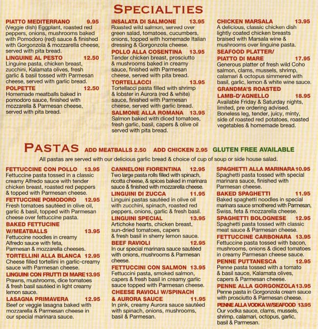 Menu at Palermo-Ballard Pizza & Pasta pizzeria, Seattle, NW Market St