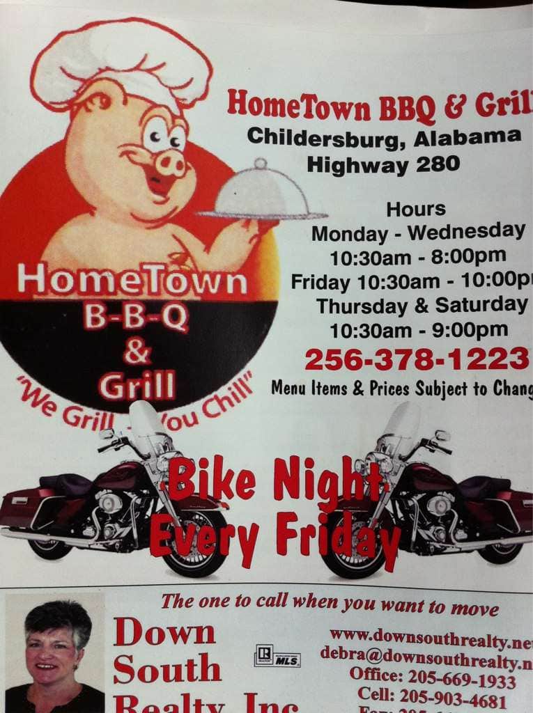 Menu at Hometown BBQ & Grill, Childersburg