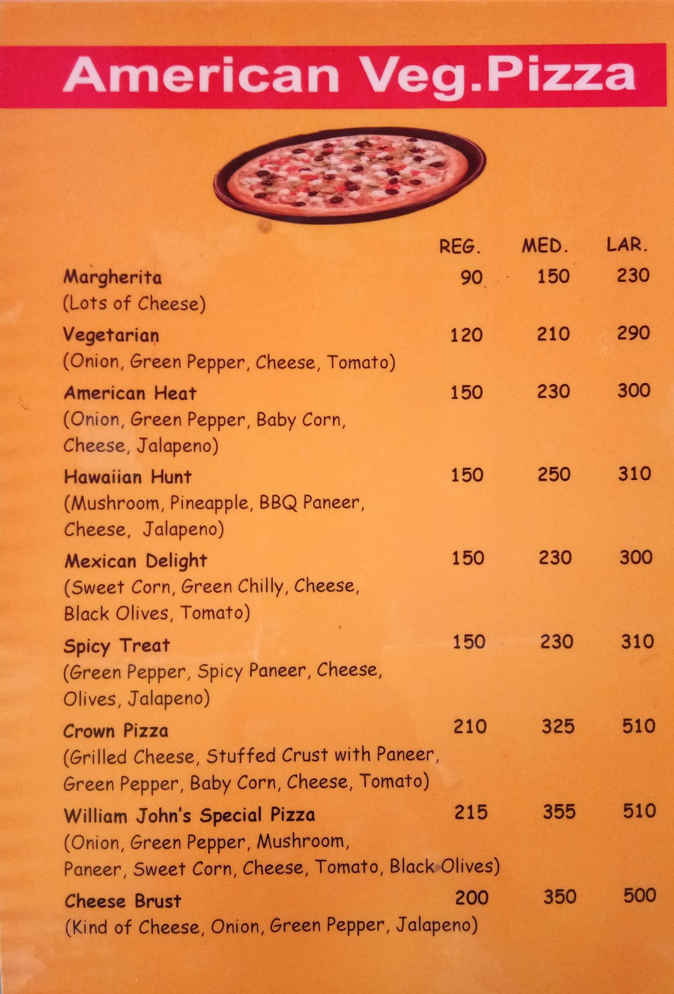 William John's Pizza Menu Zomato