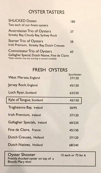 Shucked oyster bar