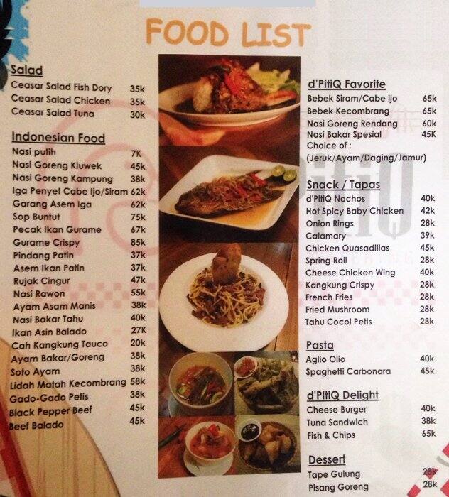 Warung Dpitiq Cilandak Menu