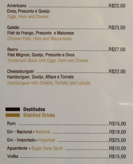 Dirigível Steak Bar cardápio