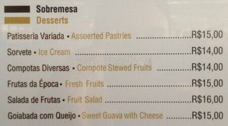 Dirigível Steak Bar cardápio