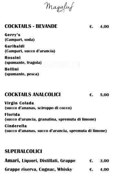 Menu di Magaluf 