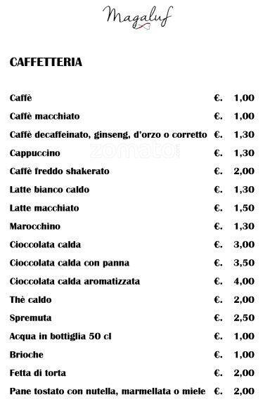 Menu di Magaluf 