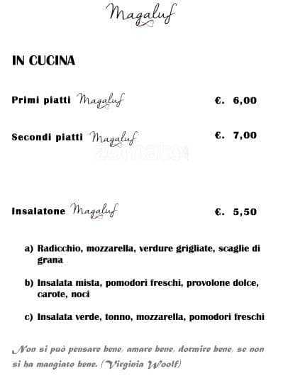 Menu di Magaluf 