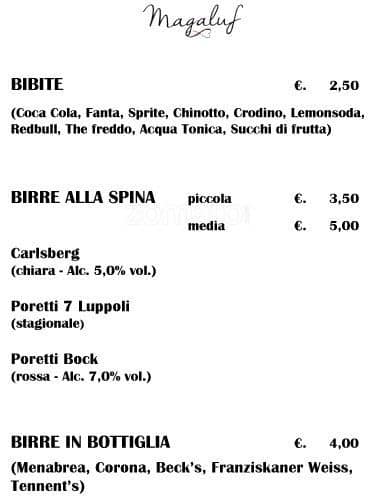 Menu di Magaluf 