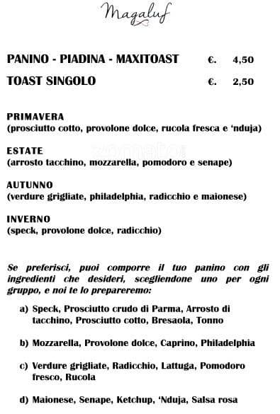 Menu di Magaluf 