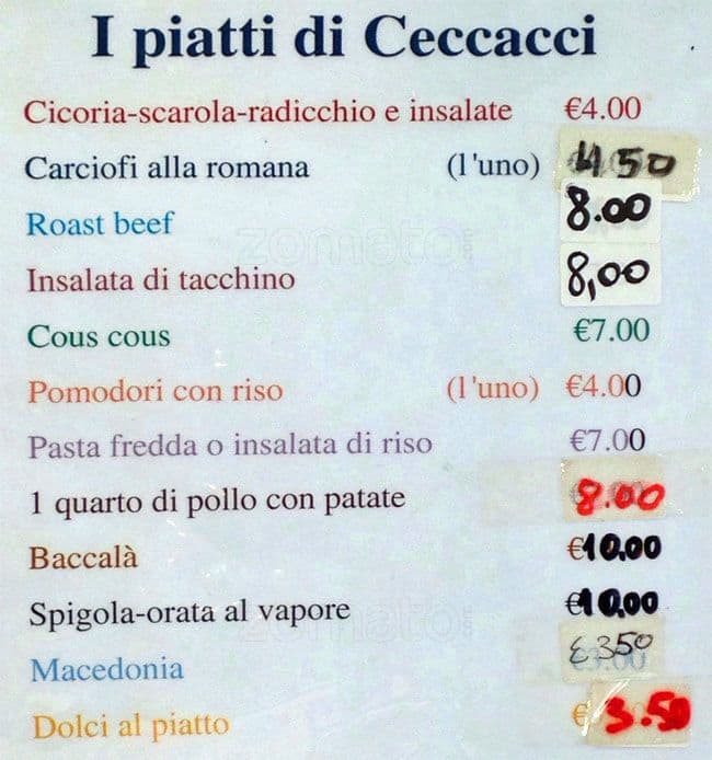 Menu di Forno Ceccacci 
