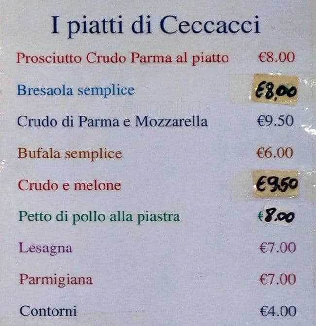 Menu di Forno Ceccacci 