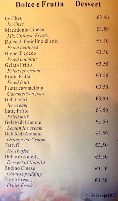 Menu di Città Sovrana 