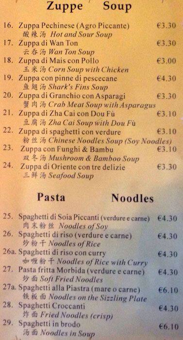 Menu di Città Sovrana 