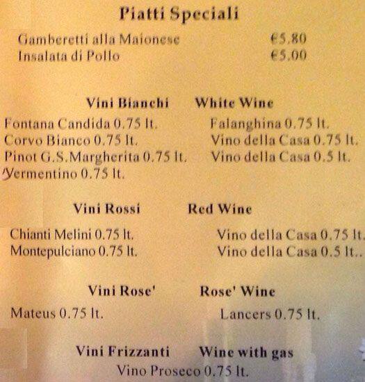 Menu di Città Sovrana 