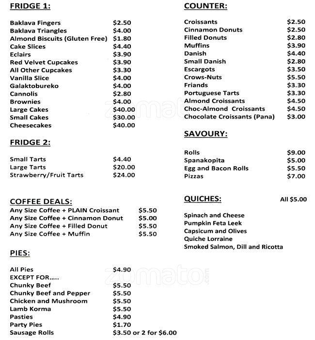 The Village Bakery Menü, The Village Bakery, Brunswick West, Melbourne için Menü Urbanspoon/Zomato