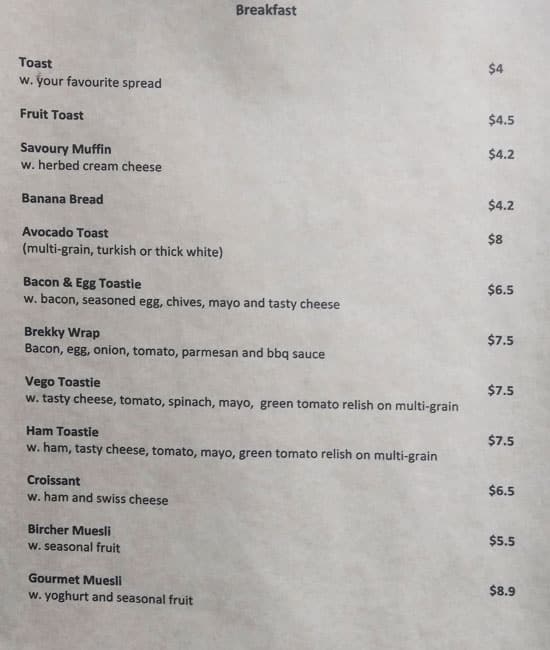 Menu at Espresso Engine Green Square restaurant, Fortitude Valley, 505